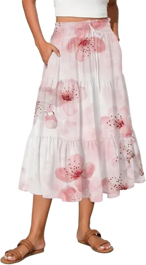 Maxi Skirts for Women 2025 Boho Flowy A-Line High Waist Long Skirt Trendy