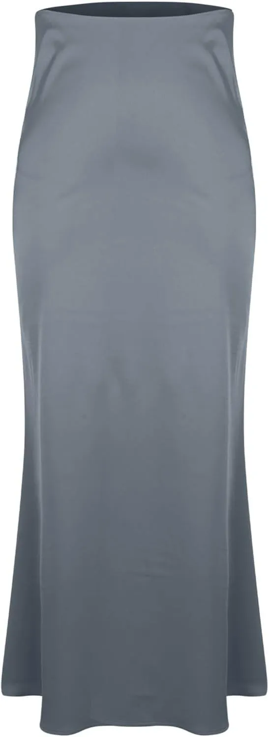 Maxi Skirts for Women Smooth Stain A Line Pure Skirt Hide Zip Trendy Skirts Stretch Long Comfort Casual Skirt