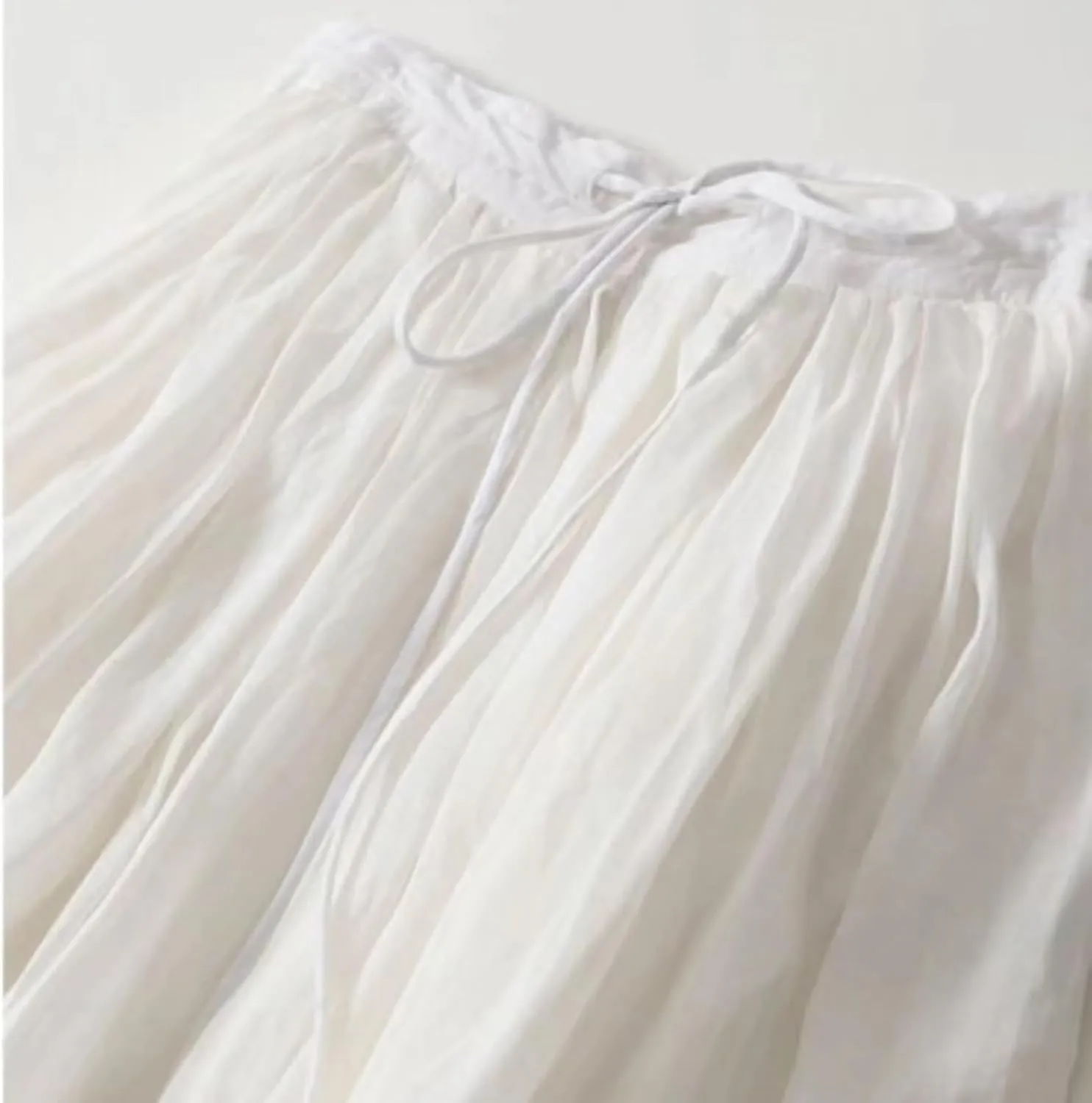 Maxi Skirts for Women Summer Drawstring High Elastic Waist Pleated A Line Skorts Solid Holiday Cotton Linen Skirt