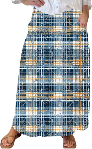Maxi Skirts for Womens High Waist Boho Casual Elastic Skirt Beach Vacation Summer Trendy Long Skirts with Pockets