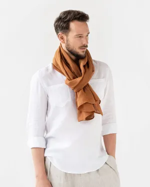 Men's linen scarf in Cinnamon