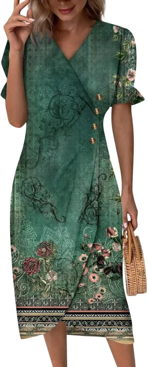 Midi Dresses for Women Dress Women Puff Sleeve Women Dresses for Special Occasions Summer Fitted