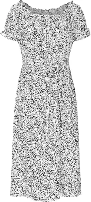 Midi Dresses for Women Floral Spring Dresses Ruffle Sleeve Crewneck Flowy Dress Wedding Guest Dress 2025 Trendy