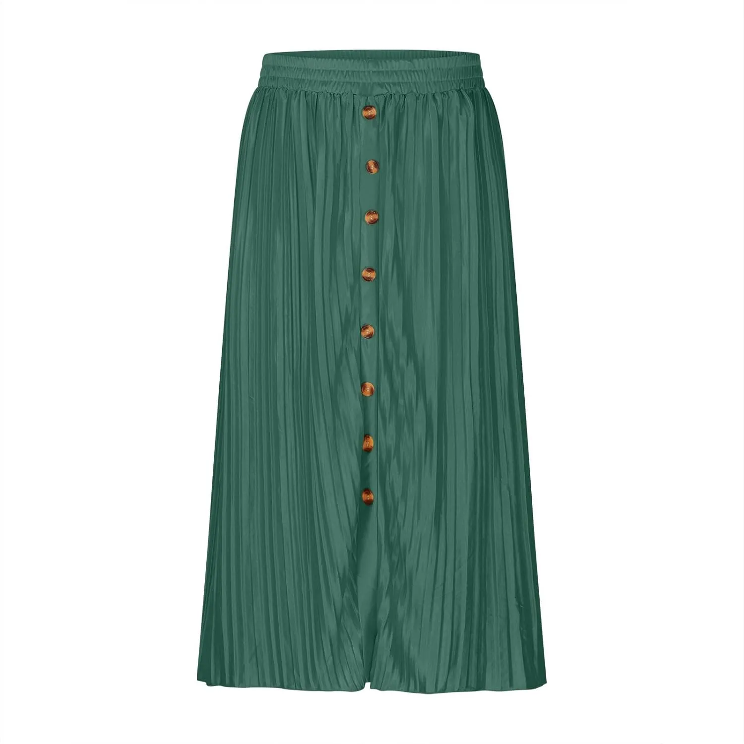 Midi Skirts for Women Casual Summer Beach Vacation High Elastic Waist Front Button A-Line Pleated Flowy Skirts