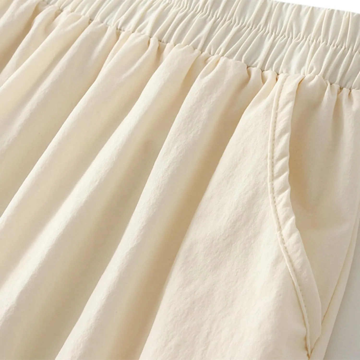 Midi Skirts for Women, Ruffle Pleated Elastic Waist Knee Length Solid Color Skirt Trendy Casual Loose Cute Skirt