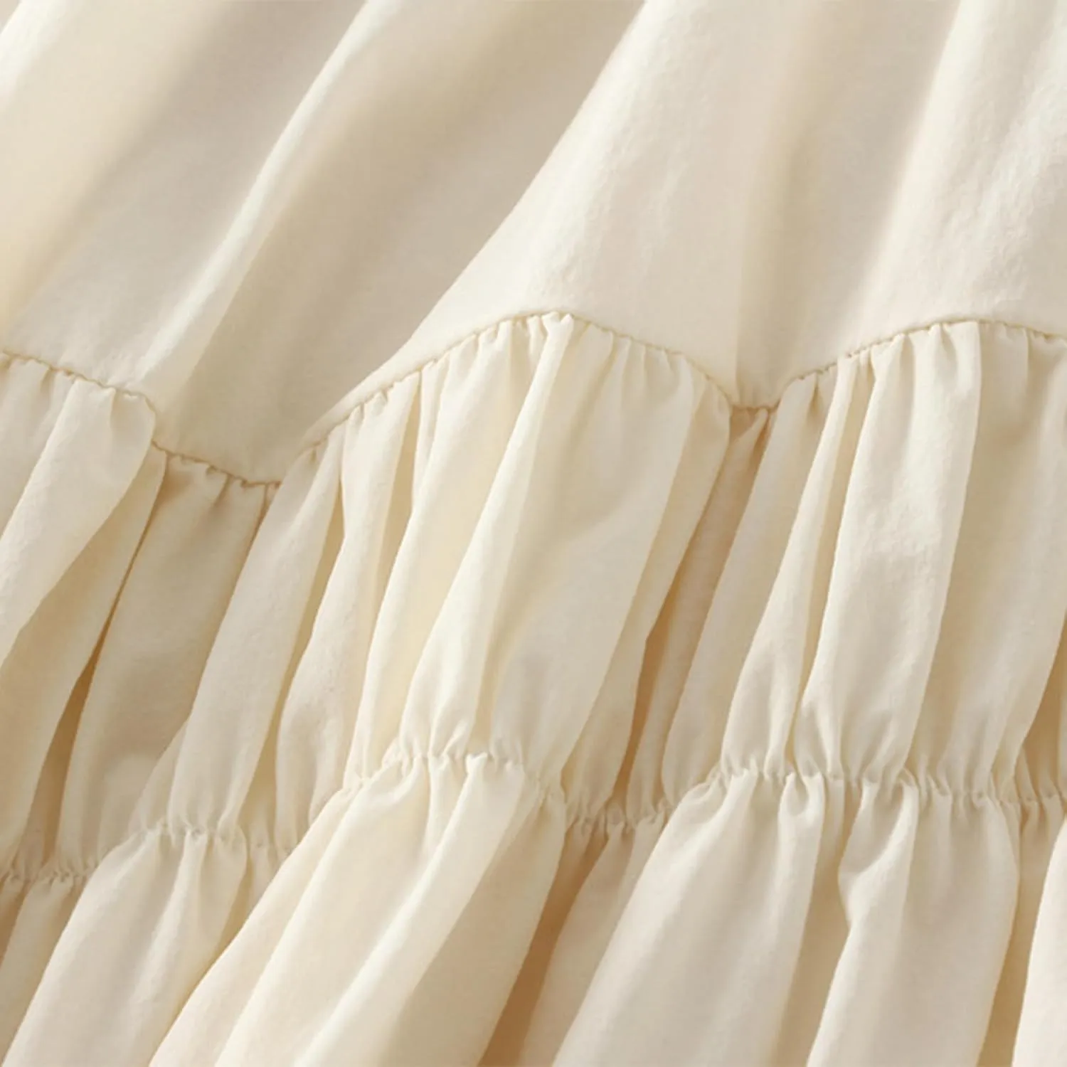Midi Skirts for Women, Ruffle Pleated Elastic Waist Knee Length Solid Color Skirt Trendy Casual Loose Cute Skirt