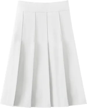 Midi Skirts for Women Solid Basic Skirt A Line Design Skirt Ruffle Layered Pleated Large Swing Half Women Skirts