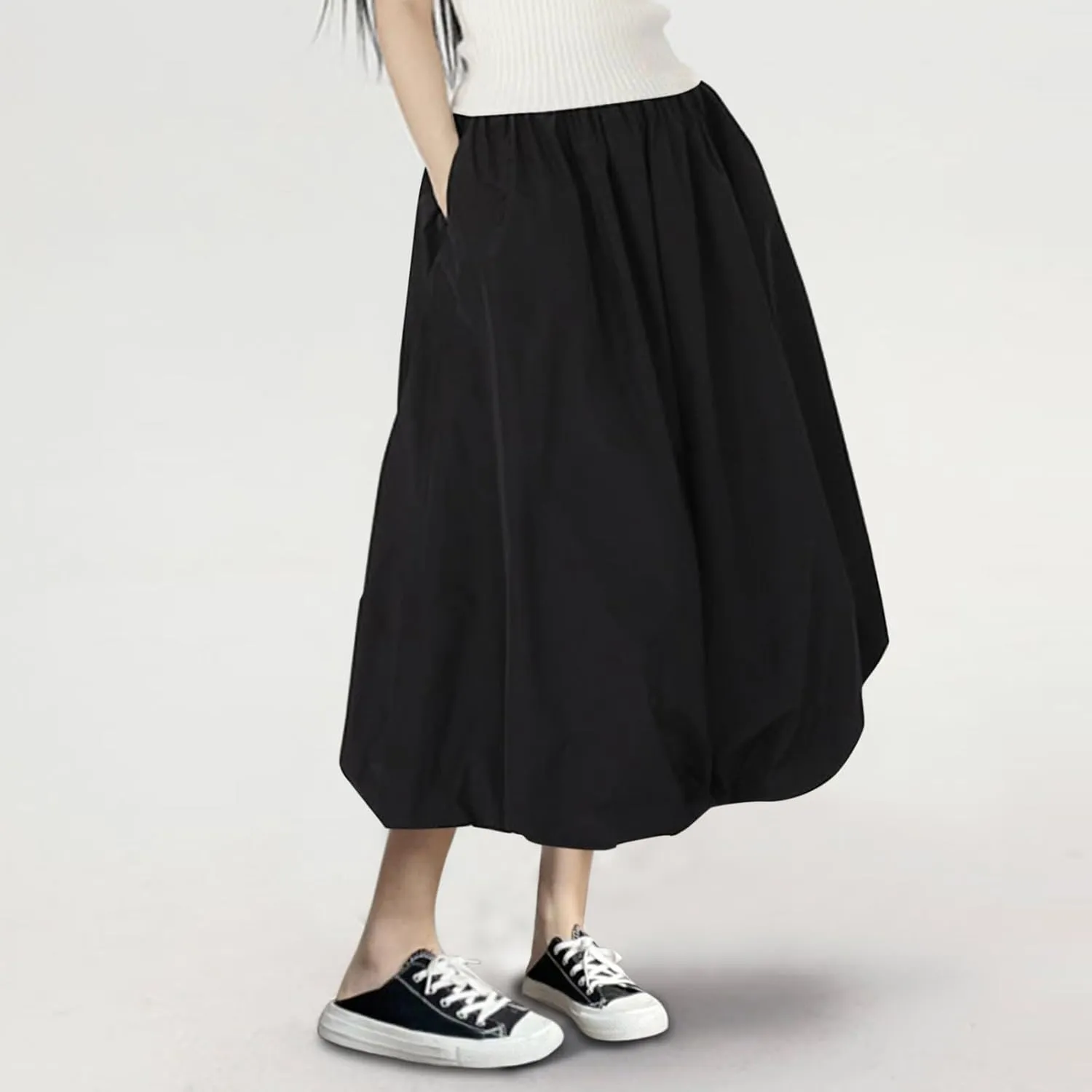 Midi Skirts for Women Women Mid Length Skirt High Waisted Bud Skirt with Pocket Holiday Party Costume Half Skirts