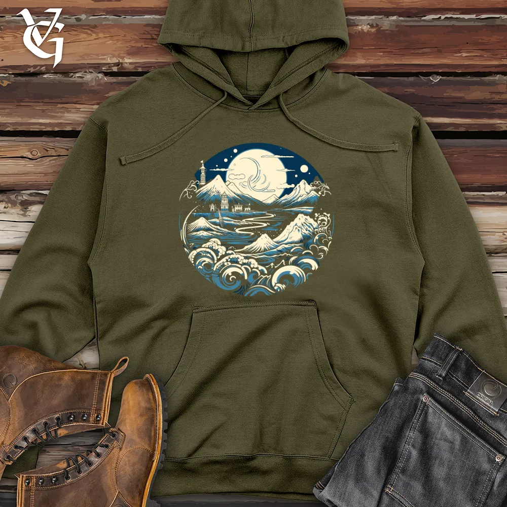 Moonlit Coastal Haven Midweight Hooded Sweatshirt