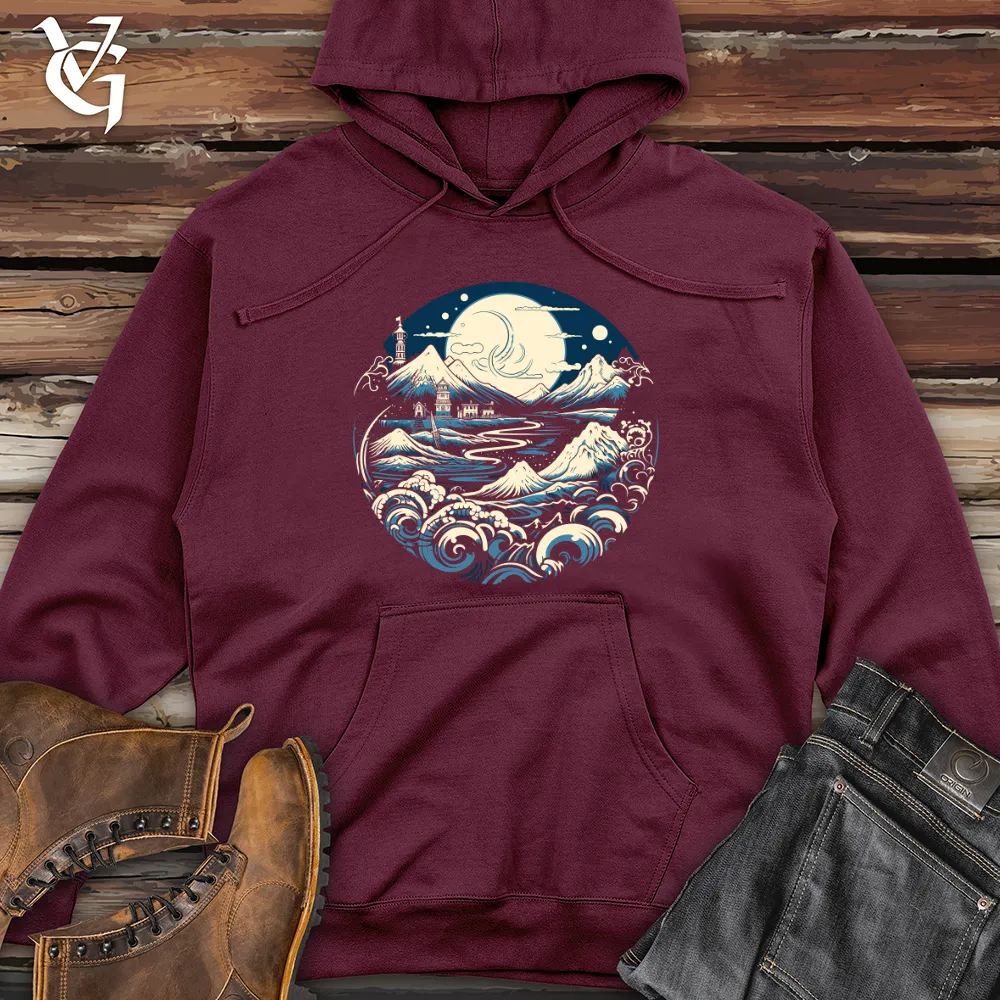 Moonlit Coastal Haven Midweight Hooded Sweatshirt