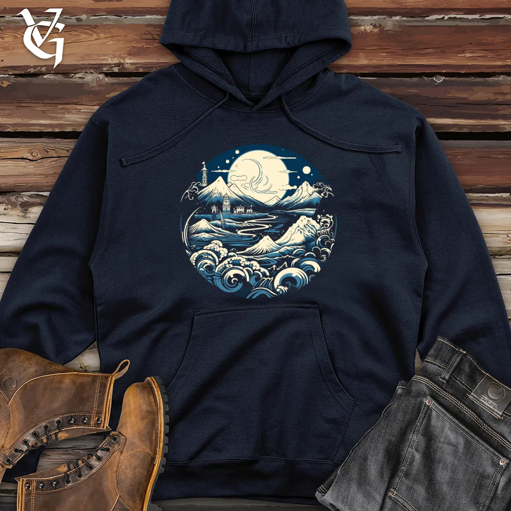 Moonlit Coastal Haven Midweight Hooded Sweatshirt