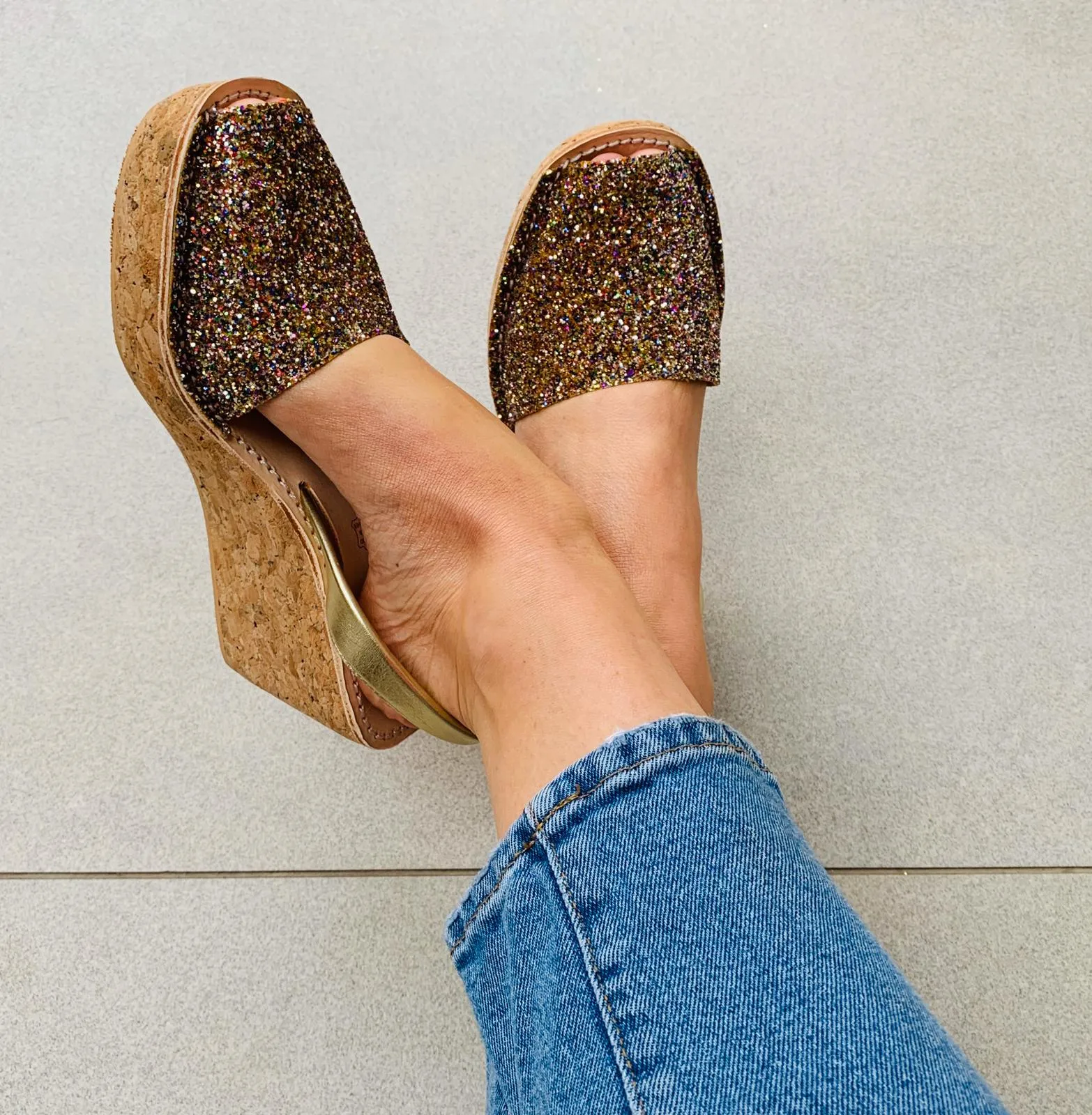 Multi Glitter Cork Wedges