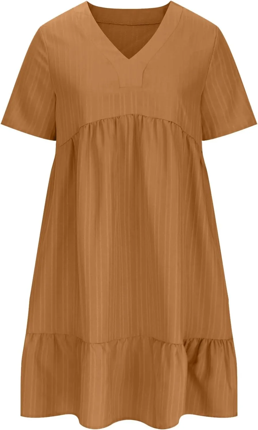 NaRHbrg Women's Casual Short Sleeve Dress V Neck Flowy Babydoll Summer A-Line Tunic Dresses Loose Fit Lightweight Sundress