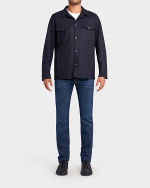 Navy Wool Blend Overshirt