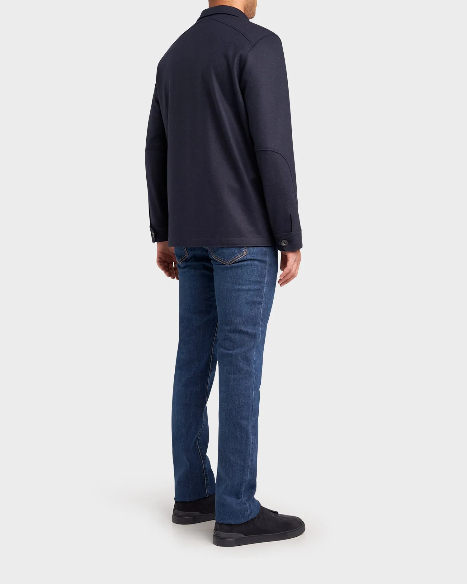 Navy Wool Blend Overshirt