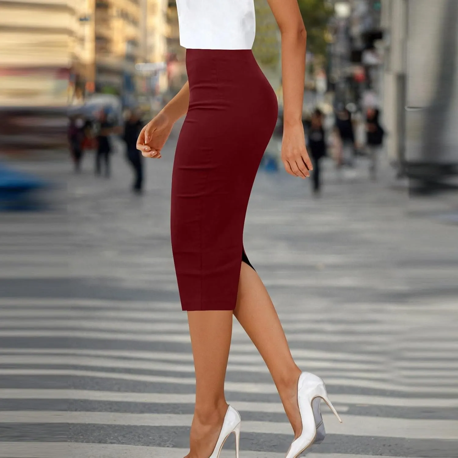 Office Skirts for Women Slim-Fit Wrap Midi Length Skirt Pure Loose Casual Work Bodycon Skirt 2025 Fashion Outfits
