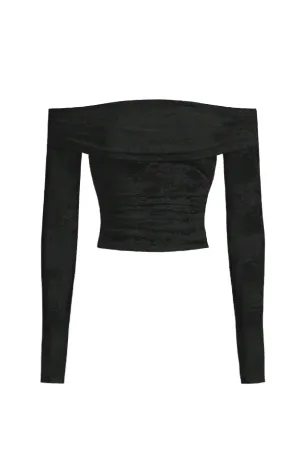 Paislee Long Sleeve Lace Top (Black)