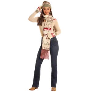 Panhandle Southwest Print  3 piece Scarf Set- Eggshell