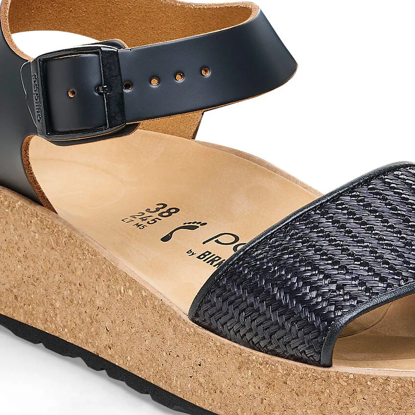 Papillio by Birkenstock Glenda Black Raffia Leather Sandal