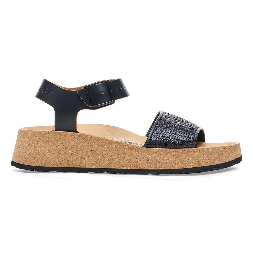 Papillio by Birkenstock Glenda Black Raffia Leather Sandal