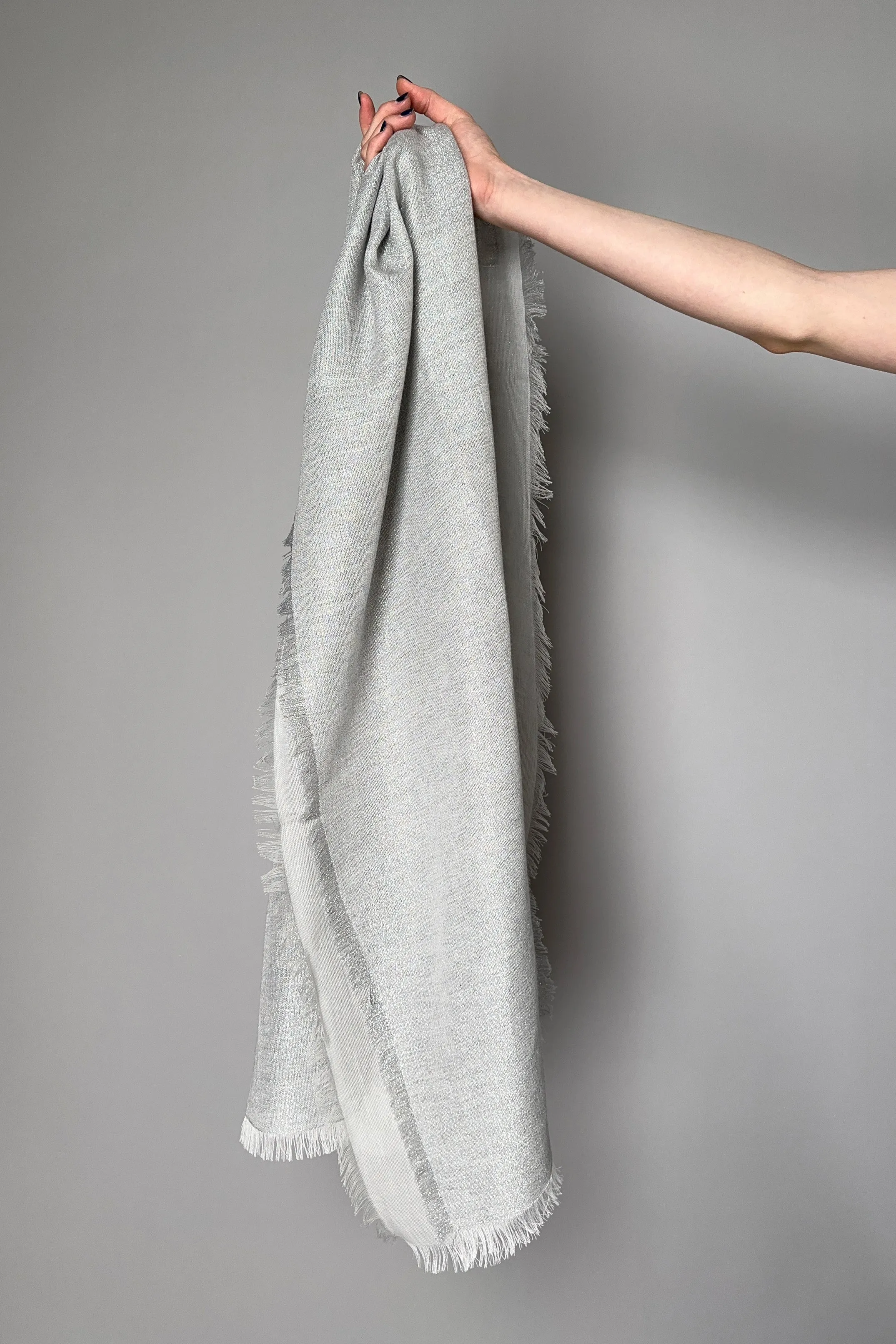 Peserico Double Layer Sparkle Scarf in Silver Grey