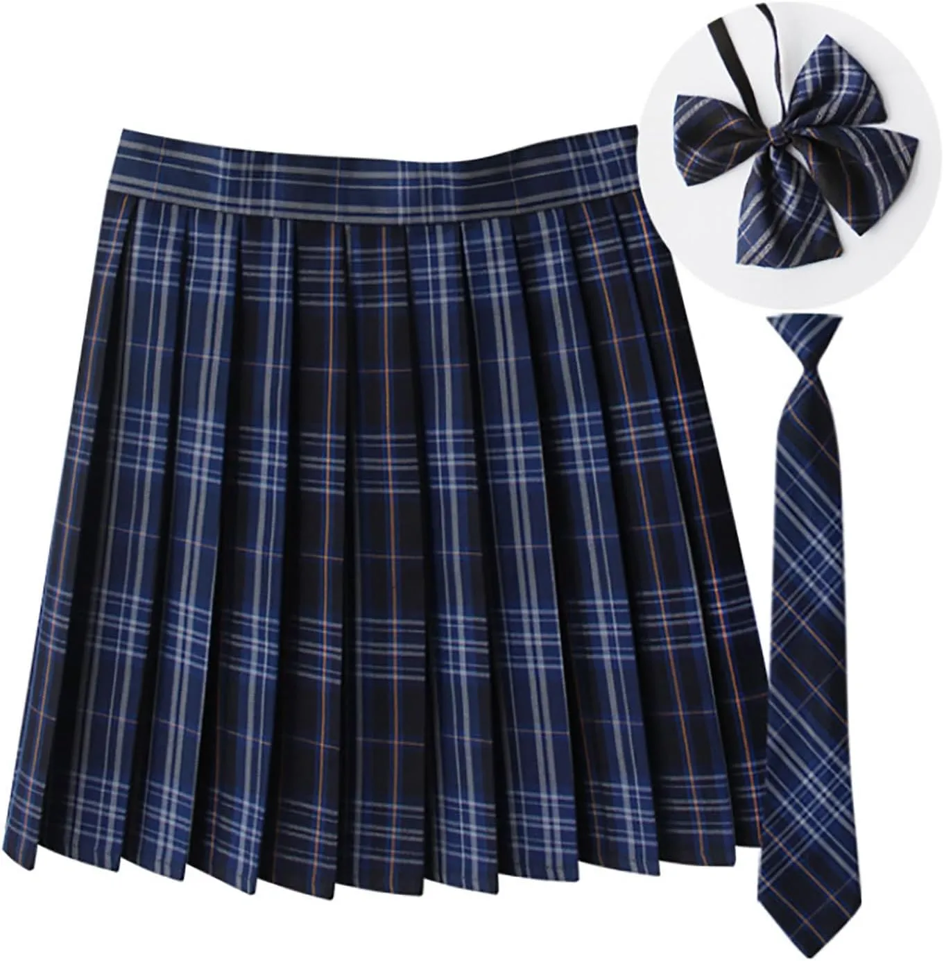 Plaid Skirts for Women Fashion Pleated Swing Skirts Y2K Going Out Skirt High Waisted Skirts Tie and Bow Tie 3 Pack