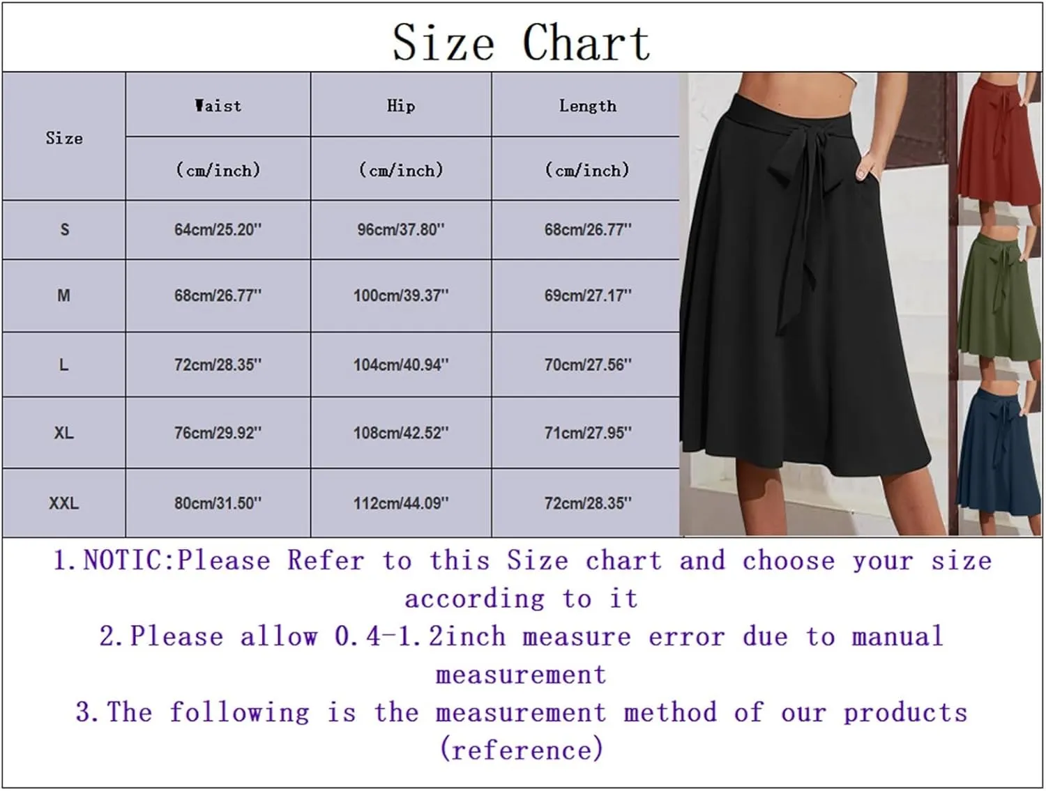 Pleated Skirts for Women Women's A Line Pockets Skirt High Waist Flared Midi Skirts