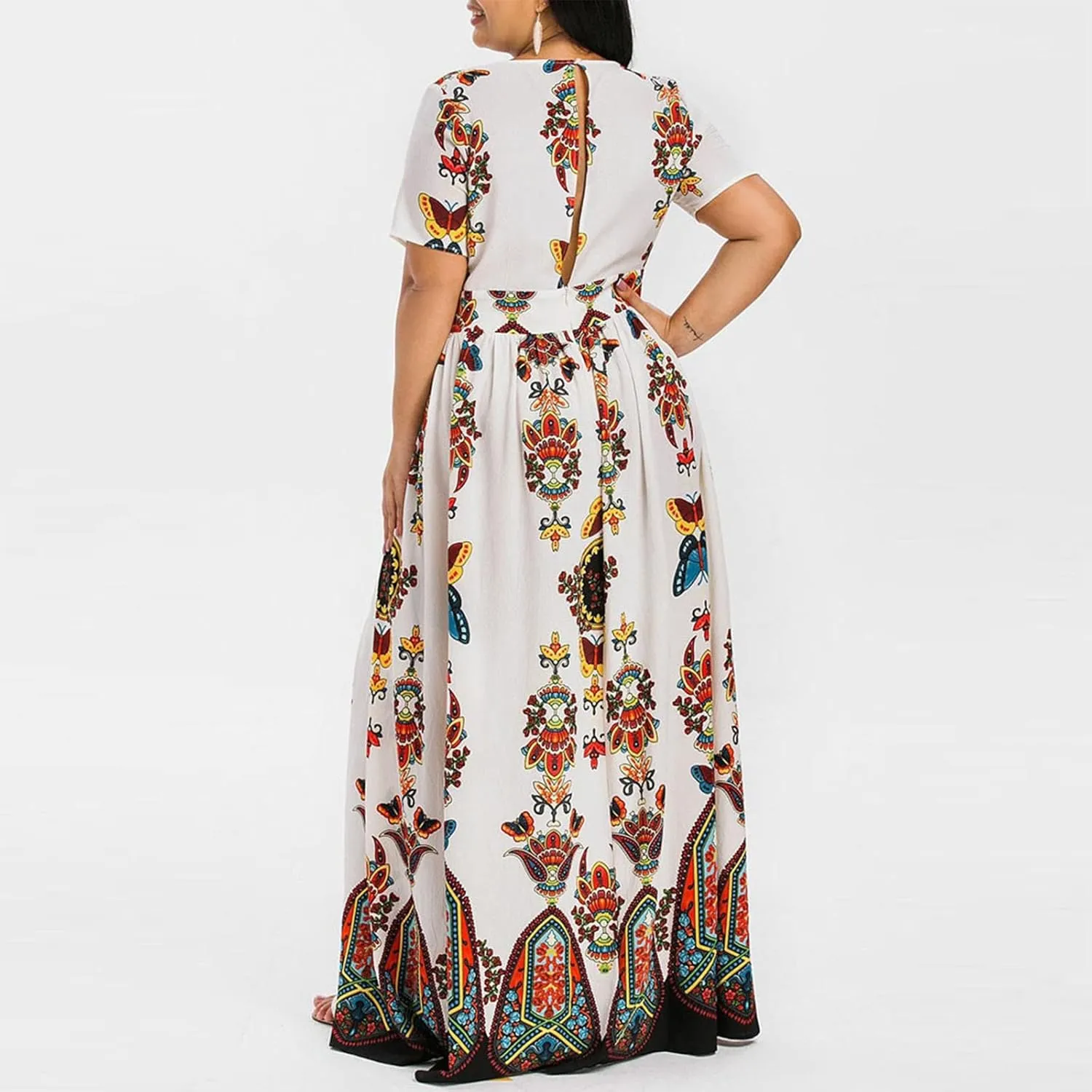 Plus Size Dresses for Women 2024 Spring Summer Fashion Floral Boho Maxi Dress Flowy Bodycon Wedding Guest Sundress