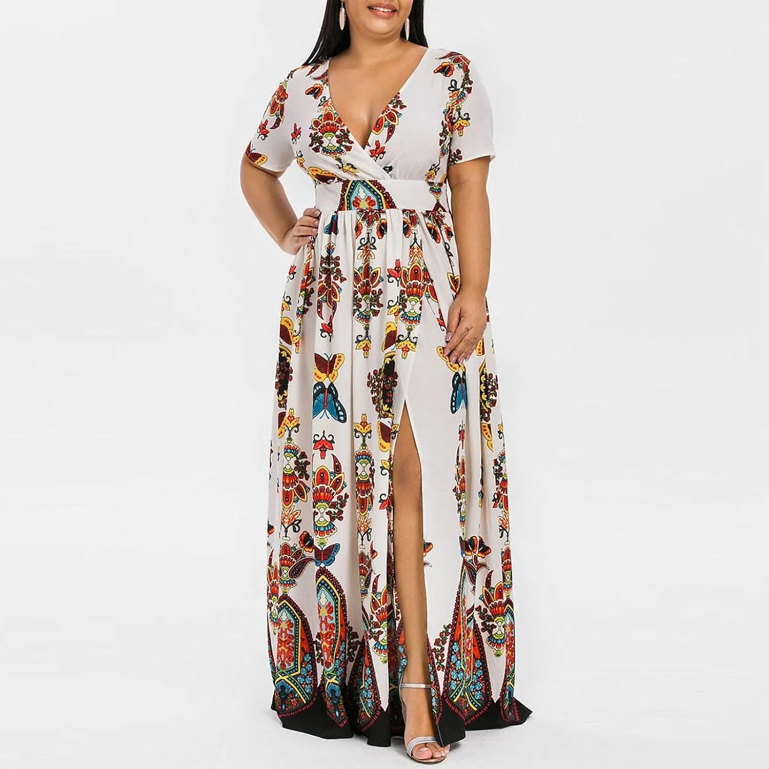 Plus Size Dresses for Women 2024 Spring Summer Fashion Floral Boho Maxi Dress Flowy Bodycon Wedding Guest Sundress