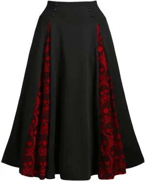 Plus Size Midi Gothic Skirts for Womens High Waist Lace Up Maxi Pleated Skirts Lace Patchwork Dresses