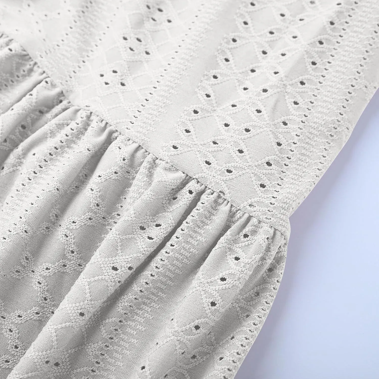 Plus Size Summer Dresses for Curvy Women Eyelet Embroidery Casual Dress Ruffle Sleeve Criss Cross V Neck Dresses