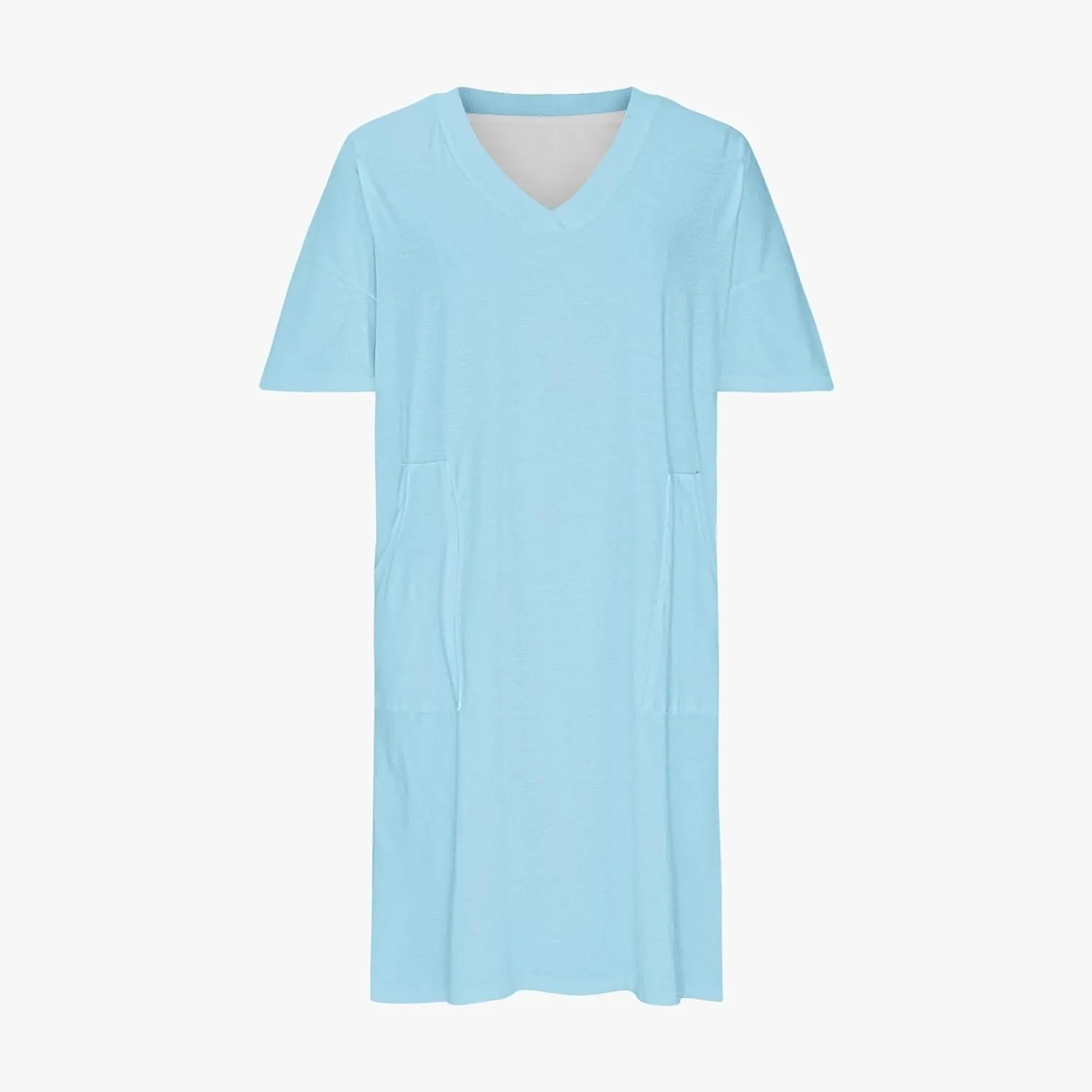 Plus Size Summer Dresses for Women 2024 Midi Dresses Short Sleeve Tshirt Dress Sexy V Neck Dresses with Pocket, Small
