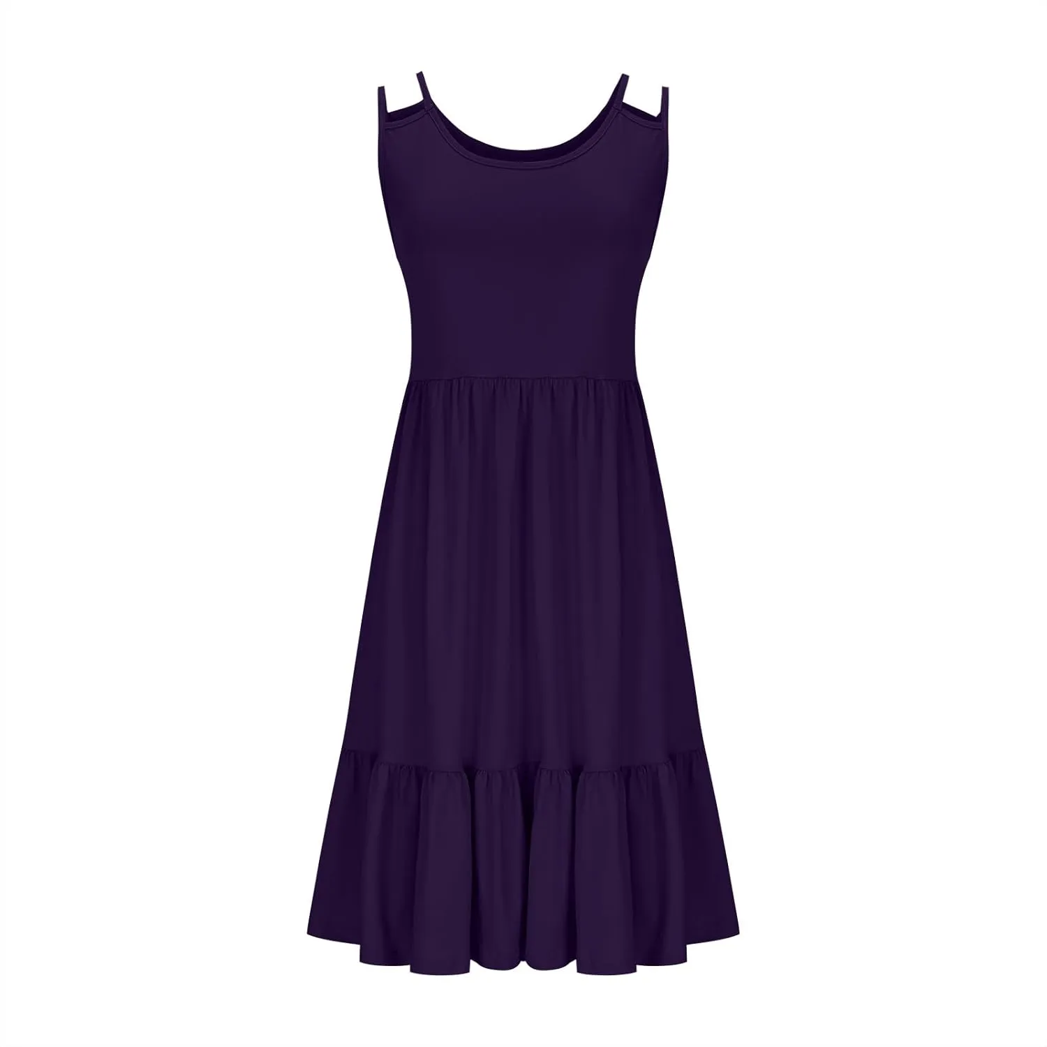 Plus Size Summer Dresses for Women Sleeveless Beach Tank Tiered Dress Casual Flowy A Line Vacation Midi Sundress