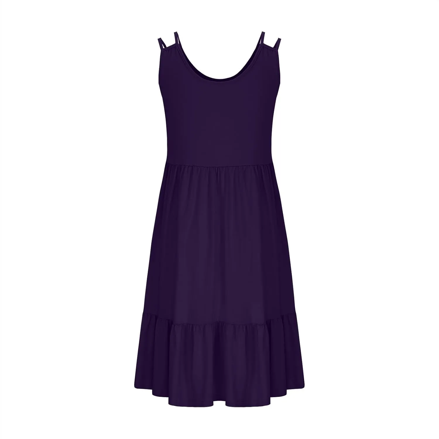 Plus Size Summer Dresses for Women Sleeveless Beach Tank Tiered Dress Casual Flowy A Line Vacation Midi Sundress