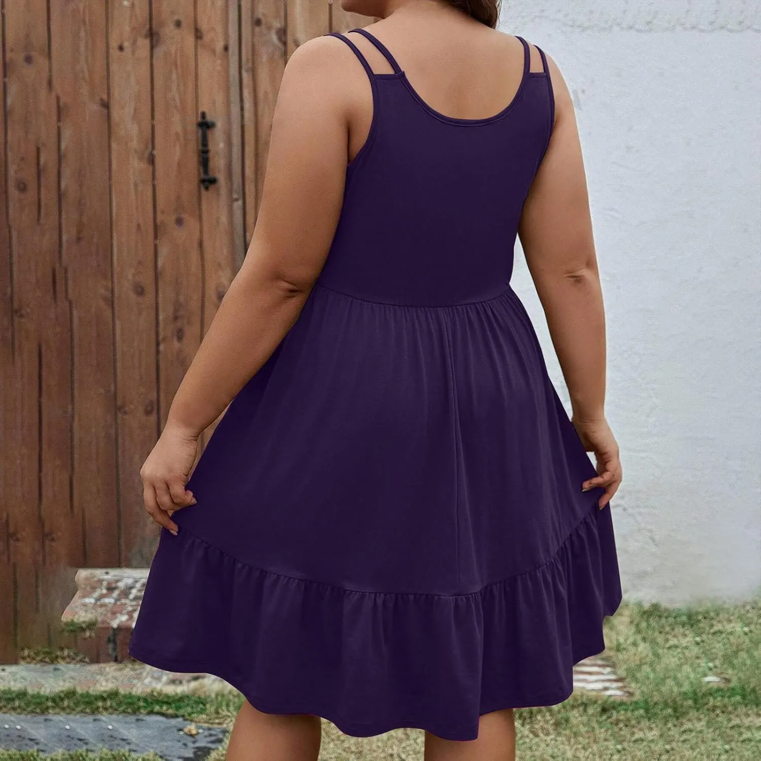 Plus Size Summer Dresses for Women Sleeveless Beach Tank Tiered Dress Casual Flowy A Line Vacation Midi Sundress