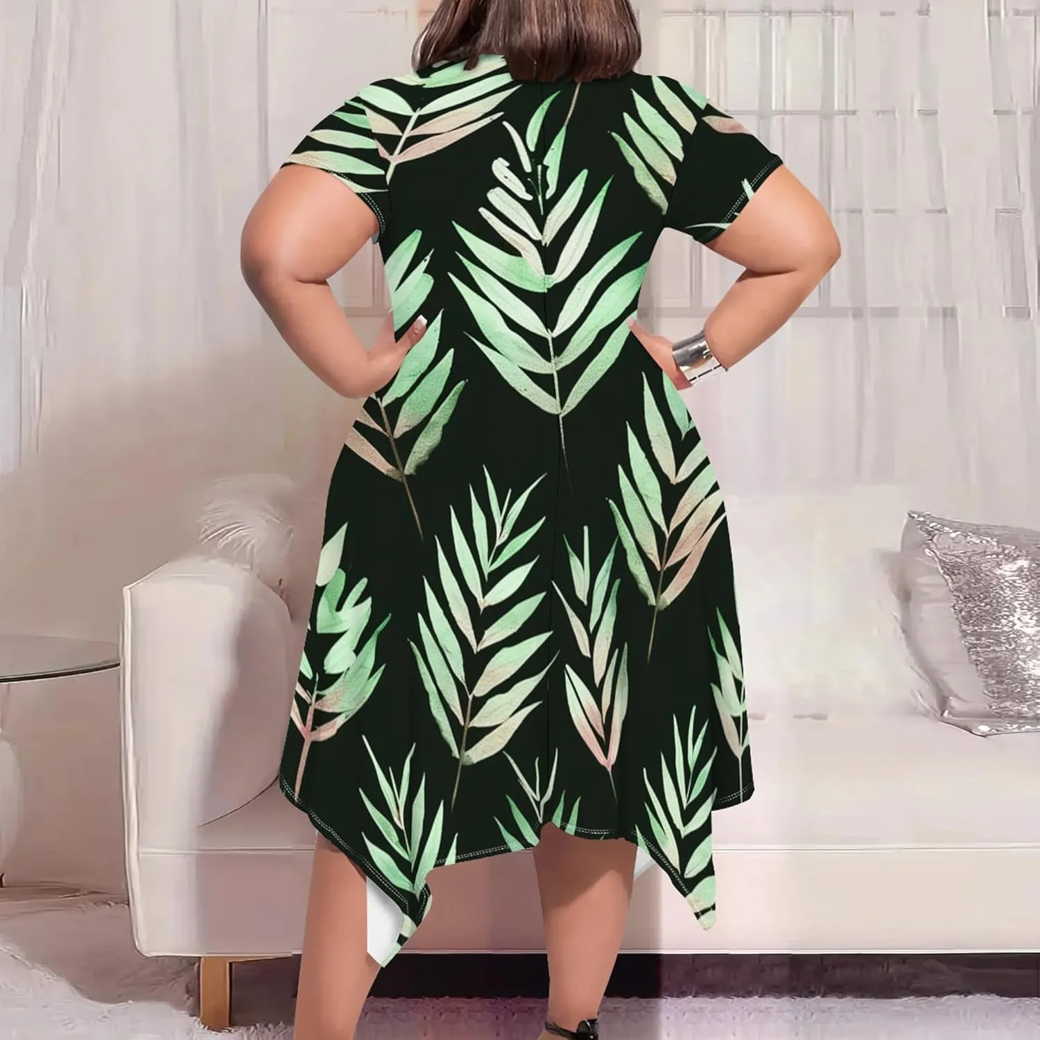 Plus Size Womens Summer Casual T Shirt Midi Dresses Crewneck Short Sleeve Swing Tunic Sundresses with Pockets Dress