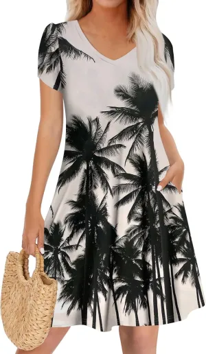 Pop Short Sleeve Plus Size Dress Ladies Football Summer Comfy Loose Womens Printed