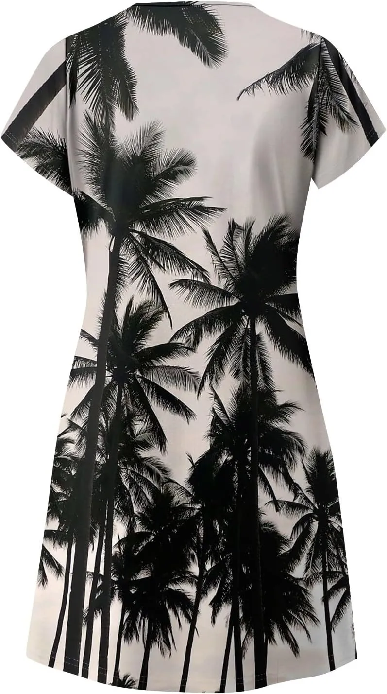Pop Short Sleeve Plus Size Dress Ladies Football Summer Comfy Loose Womens Printed