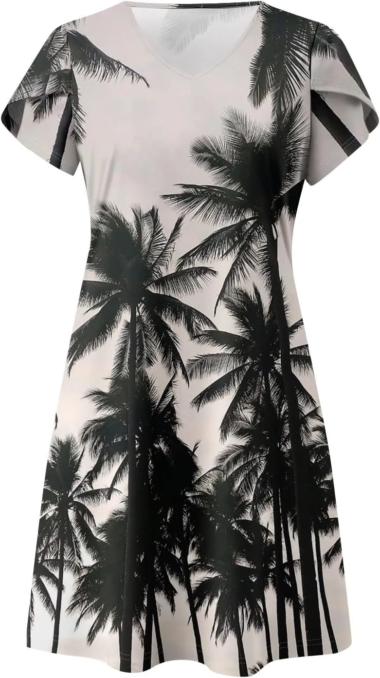 Pop Short Sleeve Plus Size Dress Ladies Football Summer Comfy Loose Womens Printed