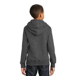 Port & Company Youth Dark Heather Grey Fan Favorite Fleece Pullover Hooded Sweatshirt