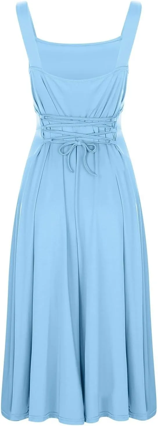 PTOLOCIF Plus Size Dresses for Curvy Women Spaghetti Strap Dress Sleeveless V Neck Cutout Slit Casual Party Maxi Dresses