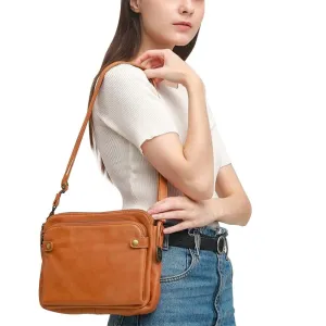PU Leather Crossbody Three-Layer Shoulder Bag for Women Brown