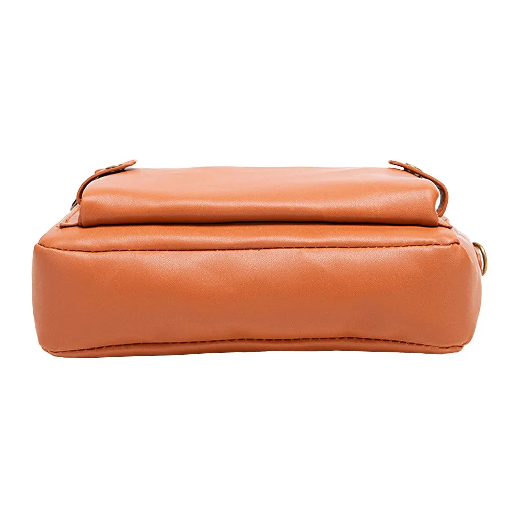 PU Leather Crossbody Three-Layer Shoulder Bag for Women Brown