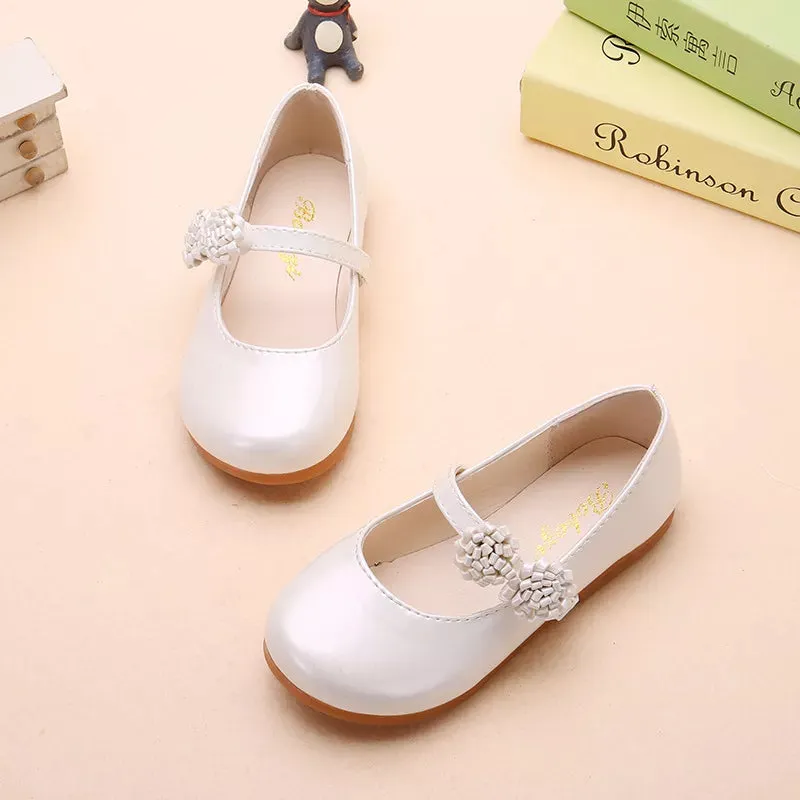 PU Leather Floral Charm Girl's Shoes
