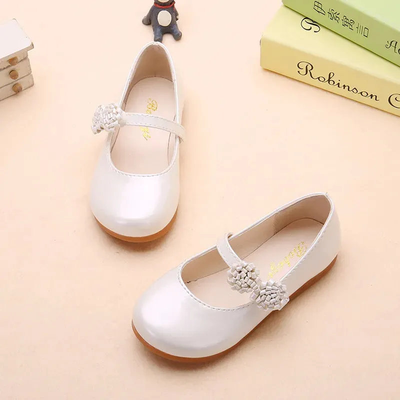 PU Leather Floral Charm Girl's Shoes