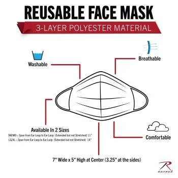 Reusable 3-Layer Face Mask Black Camo