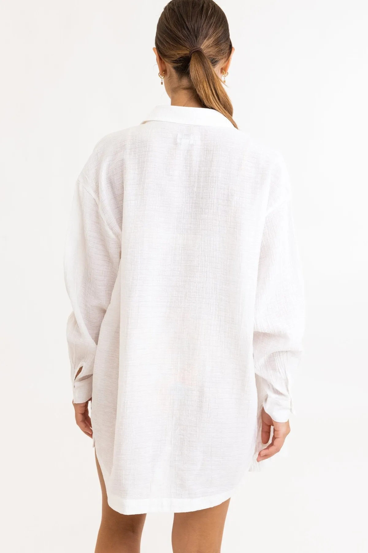 RHYTHM CRINKLE OVERSIZED SHIRT - OFF WHITE