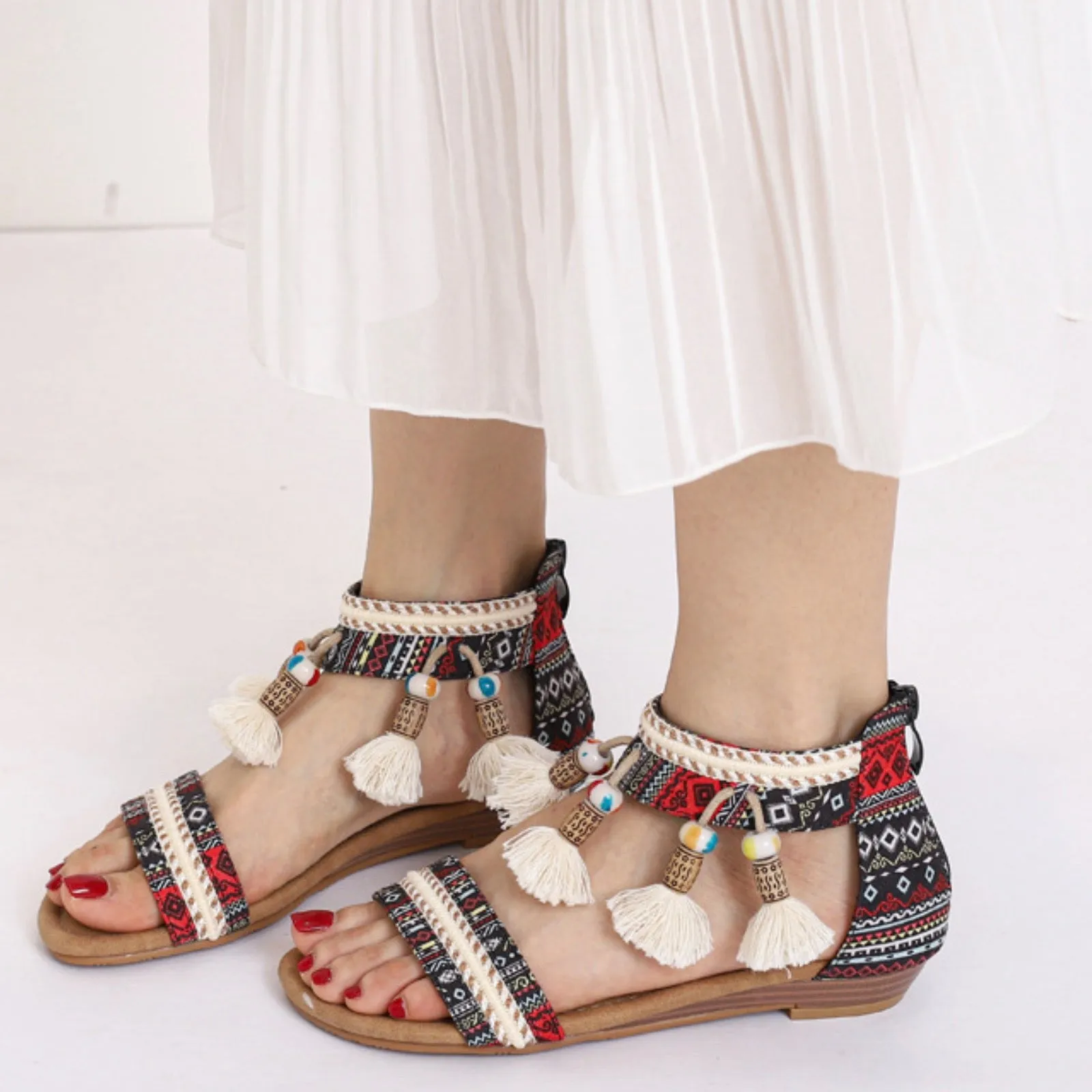 Roman Tassel Beach Sandals
