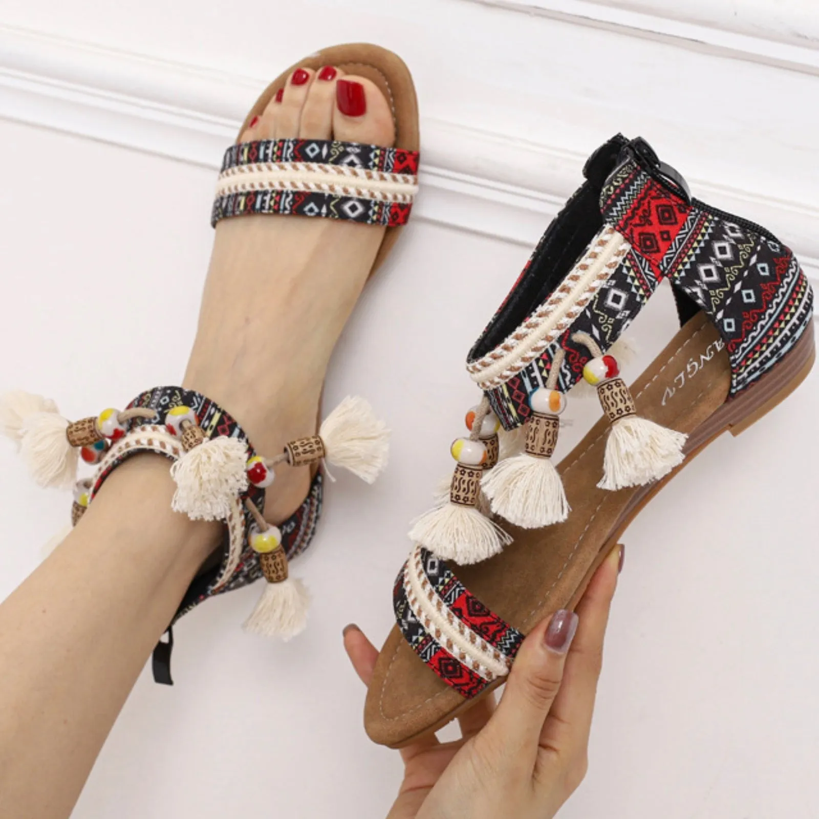 Roman Tassel Beach Sandals
