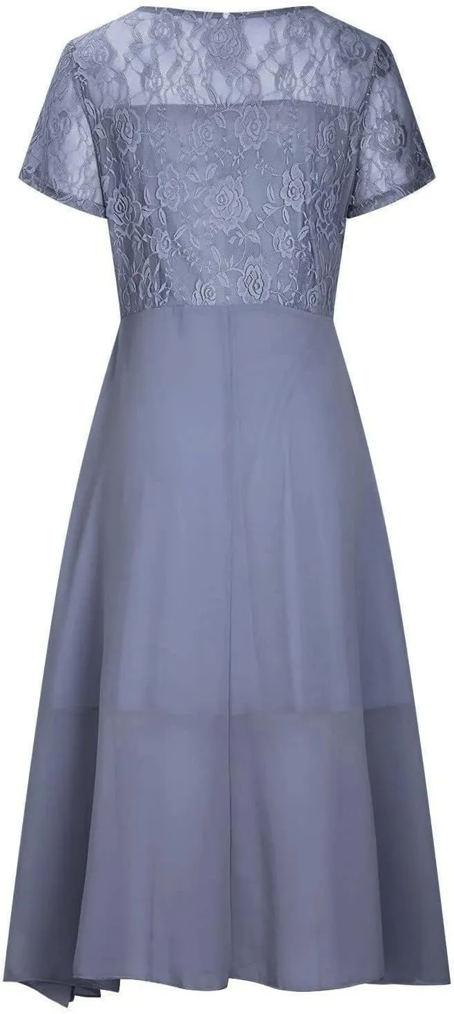Rvidbe Casual Dresses for Women Summer Women Short Sleeve Dress Chiffon Bridesmaid Dresses Flowy Wedding Guest Dresses